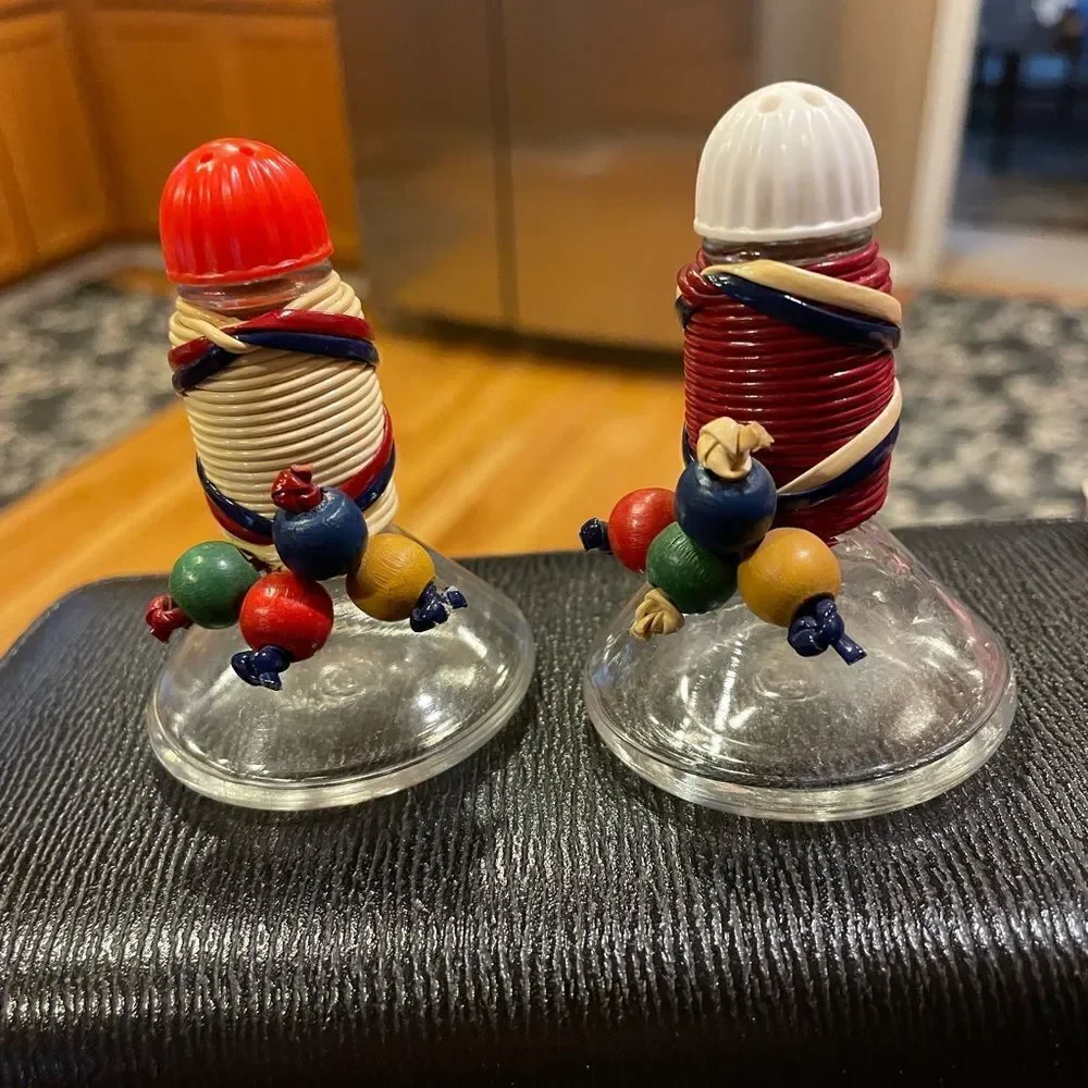 Vintage Nautical Type Glass Salt and Pepper Shakers